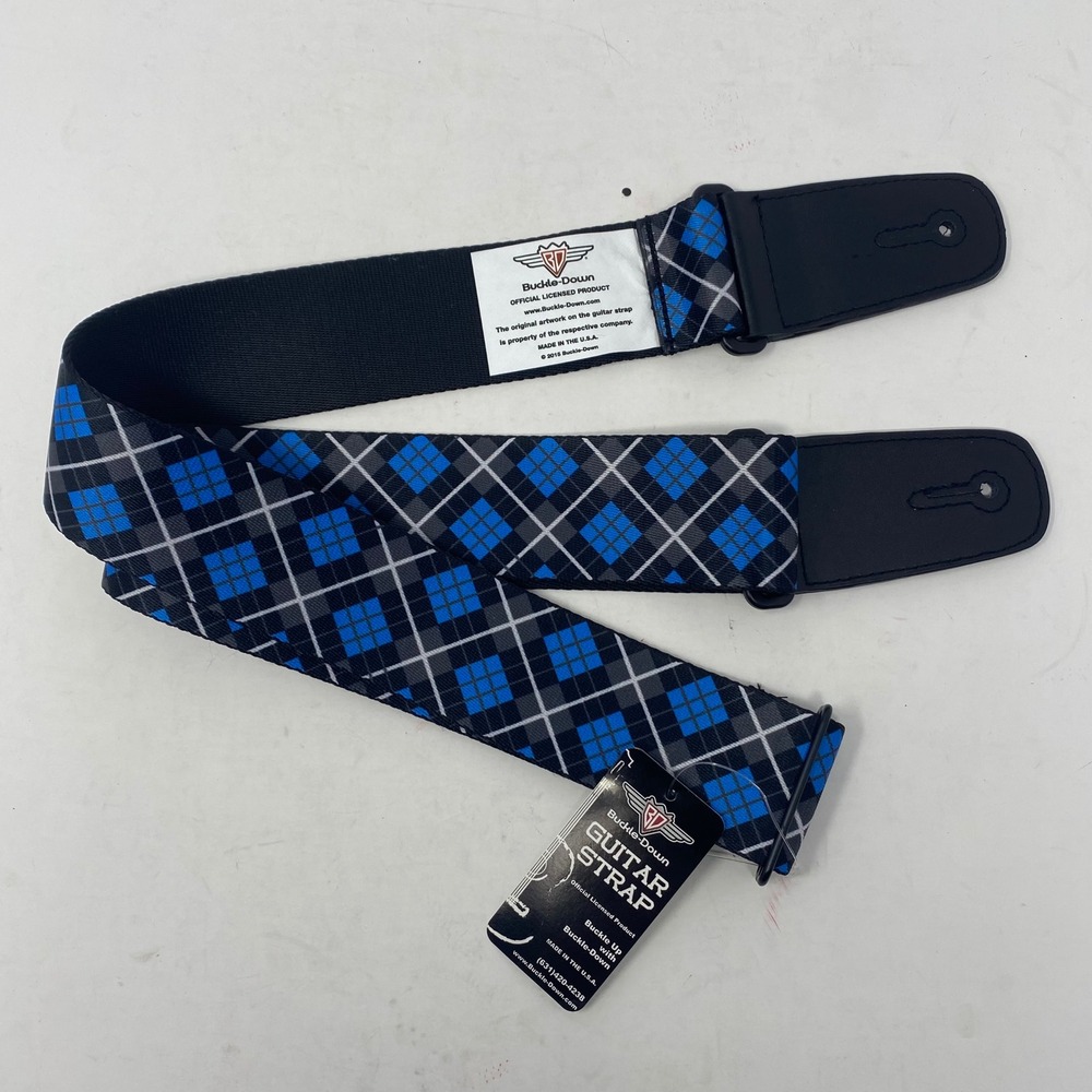Buckle-Down Blue Argyle Guitar Strap Adjustable Made in USA GS-W30255